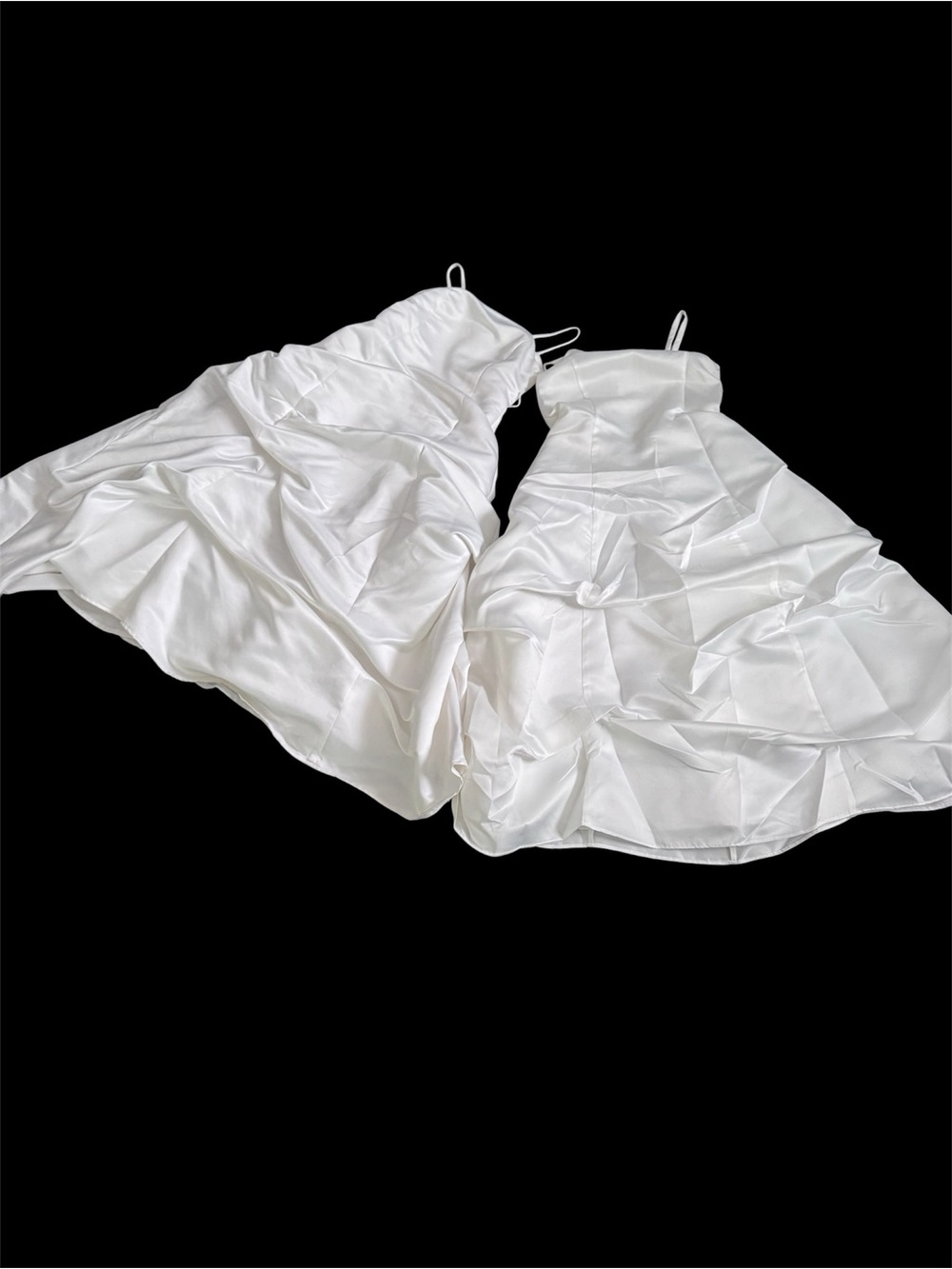 Girls'  Two White Satin Formal flower girl Dress with Straps but one or get both
